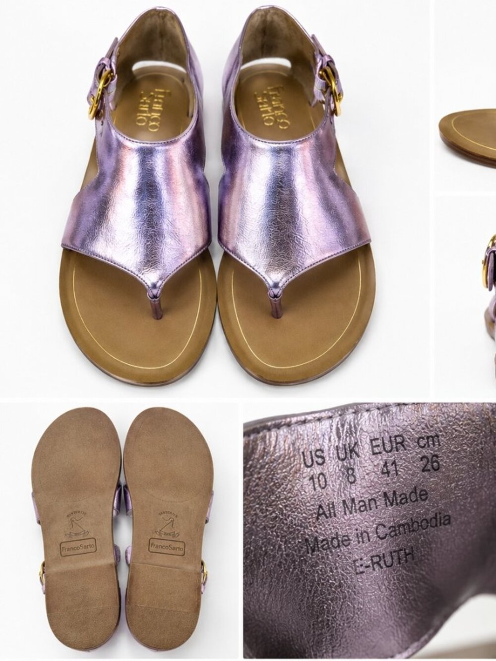 Franco Sarto Metallic Purple Sandals Size 10M